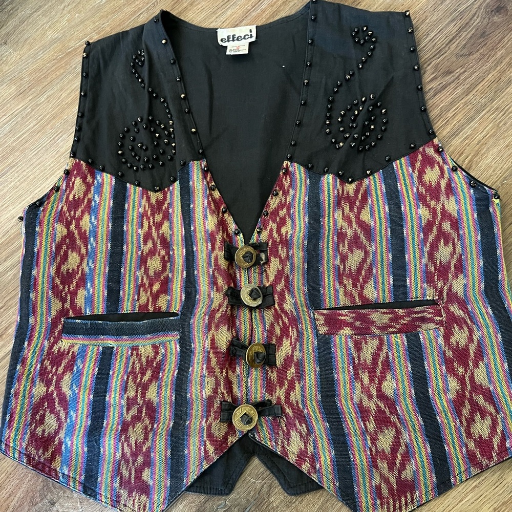 Vintage effeci multicolor coin sparkly vest size medium.